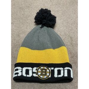 NHL Boston Bruins Hat Knit Beanie PomPom Classic Style Reebok 2016